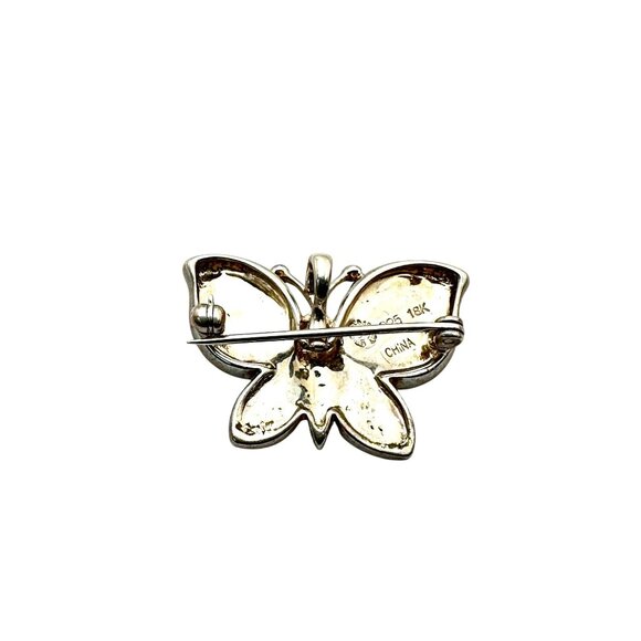 Eric Grossbardt 18K Gold Sterling Silver Pink Butterfly Brooch Pin Rare - Picture 4 of 4